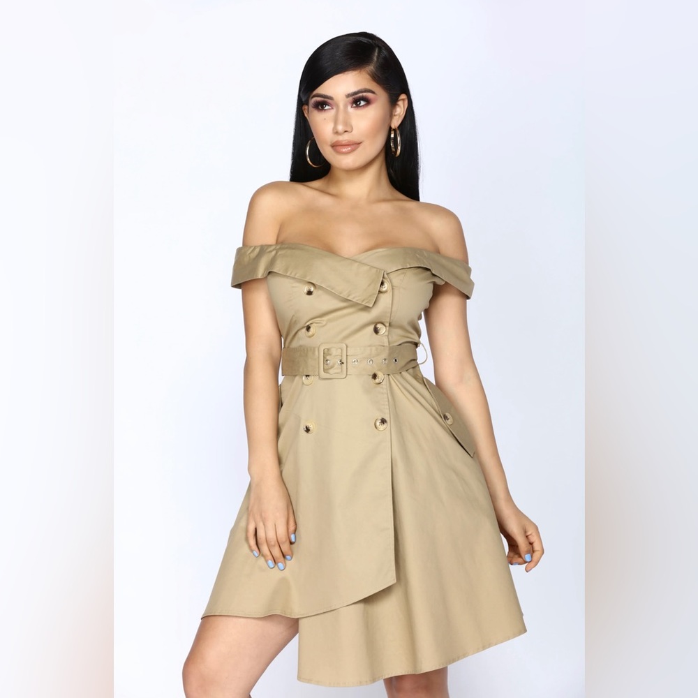 NWT✨ Fashion Nova Exploration Khaki Midi Dress M - Picture 3 of 5
